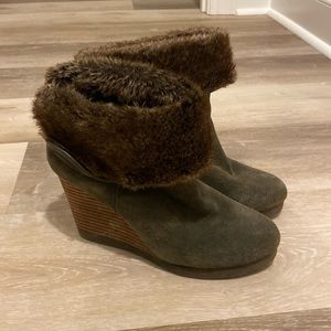Lucky Brand Suede Fur Booties
